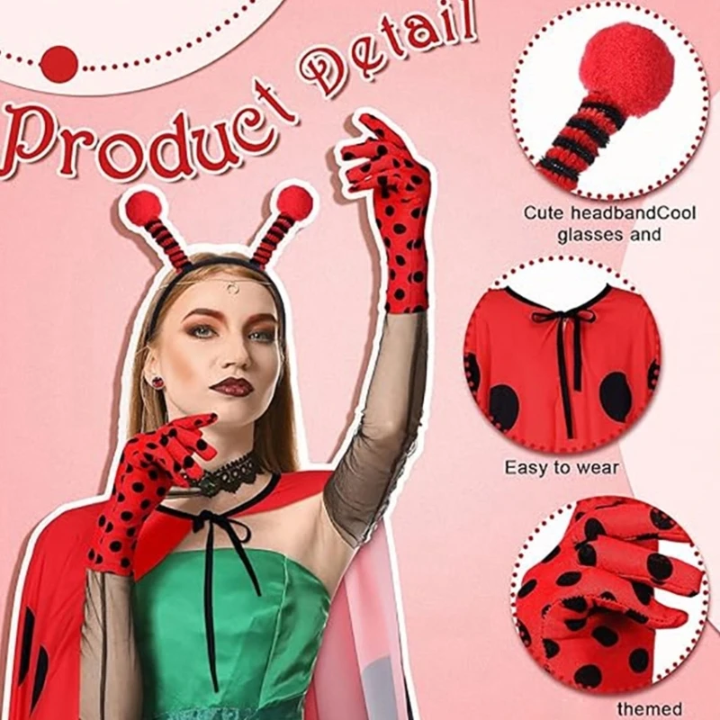 HX6F Ladybugs Costume Accessories,Ladybird Costume Ladybugs Purses Ladybugs Headband