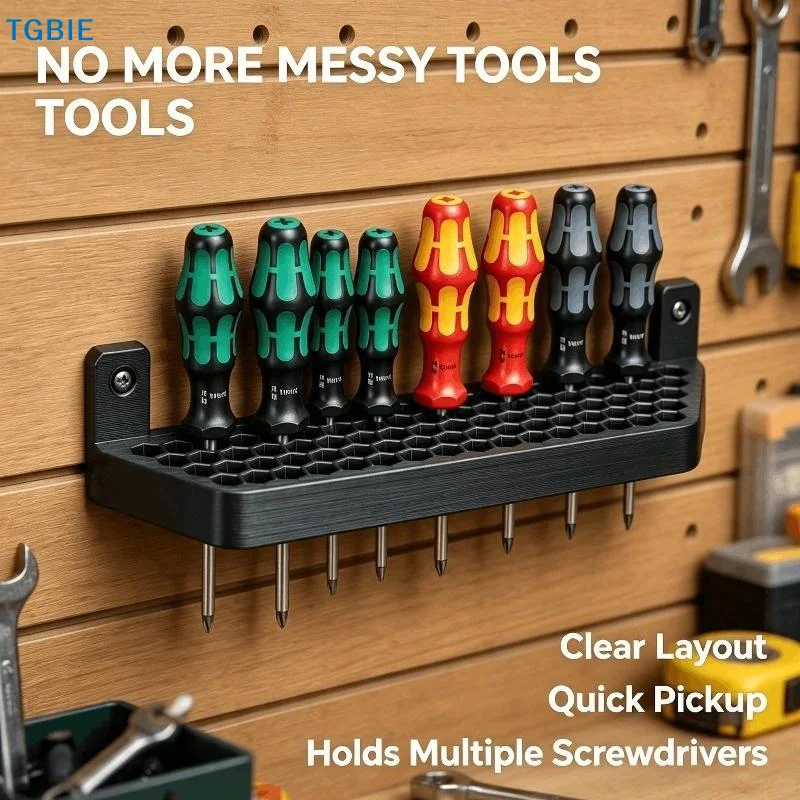 [TL]Wall Mount Screwdriver Storage Organizer Large Capacity Scratch Resistant Easy Mount for Garage Workbench Auto Repair Shop