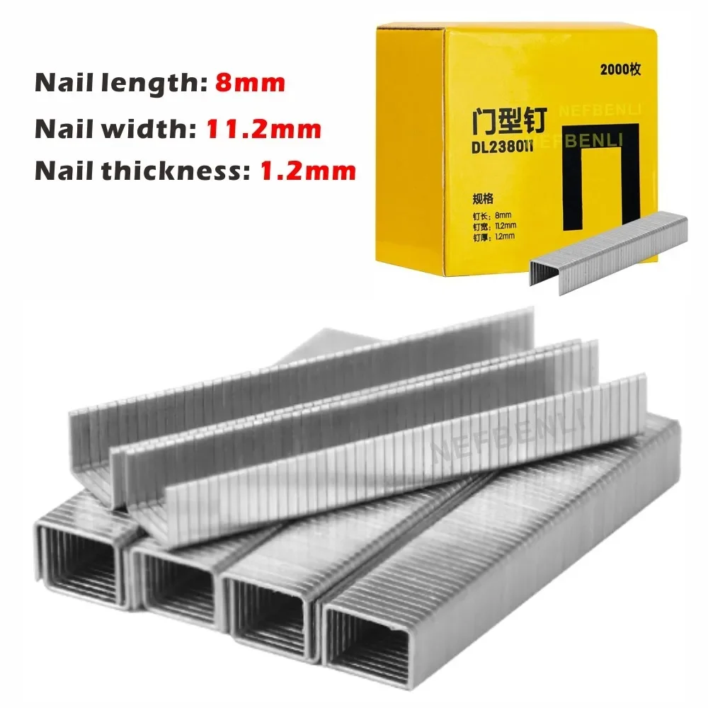 2000pcs U/T/Door Shaped Staples 12*6.3mm/11.2*8mm/10.1*2mm Manual Nailing Woodworking Nail for Staple Gun Air Furniture Stapler