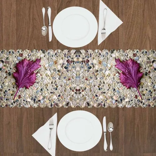 Else Purple Leaf Stone 3D Textured Runner Table Cloth Dresses