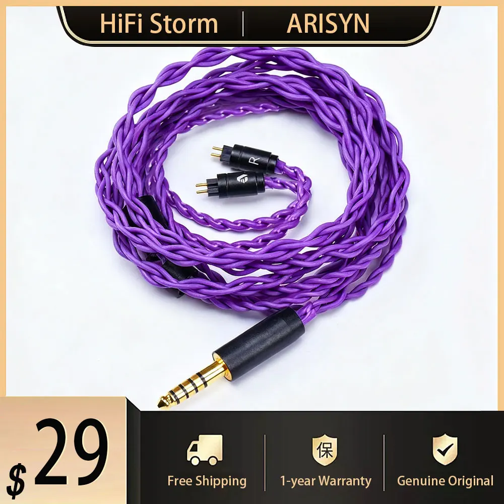 Новый кабель для обновления наушников ARISYN GU YUN, 24 AWG, 4 провода, наушники из медного сплава, 0,78, 2-контактные наушники, разъем 3,5 мм, 4,4 мм, гарнитура IEMs