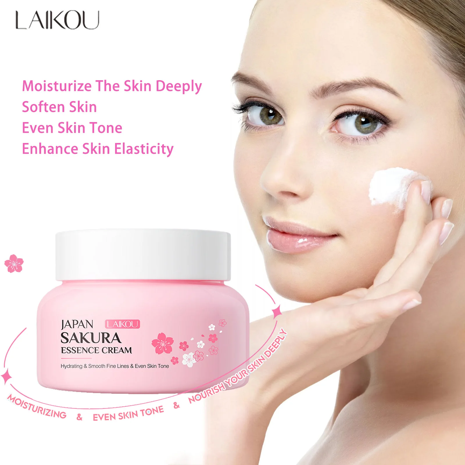 LAIKOU Sakura Essence Face Cream Deeply Moisturize Cherry Blossom Facial Cream Moisturizing Firming Enhance Skin Elasticity