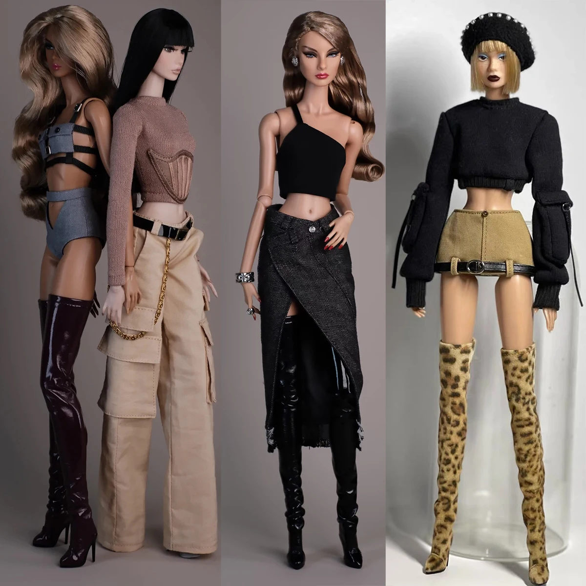 

1/6 Supermodel Doll Shoes Parts High-quality Elegant Leather Boots Fashion Simple Thigh-high Boots For FR2 NU.FAC Babi Xianxian