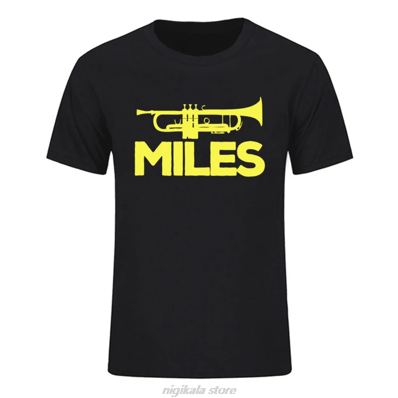 NEW Miles Davis Trumpet Logo Quality Printing T-shirt Men Summer Stylish Round Collar Short Sleeve 100%Cotton Eu Size Tee Shirts