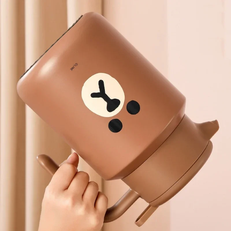 Line Friends Brown Thermo Jug Anime Kawaii Cute Large Capacity Insulated Stainless Steel Kettle Household Hot Water Bottle