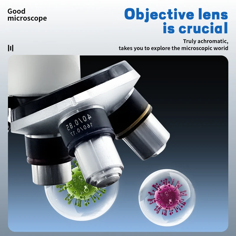 単眼光学顕微鏡 64X-2400X 顕微鏡学校科学実験生物学顕微鏡子供用デジタル顕微鏡