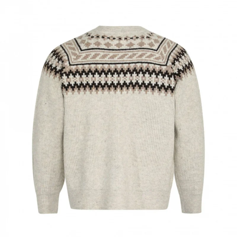 Men's Khaki Traditional Fair Isle Knit Cardigan, 2025 Fall Trend Vintage Geometric Patterned Button-Down Layering Sweater