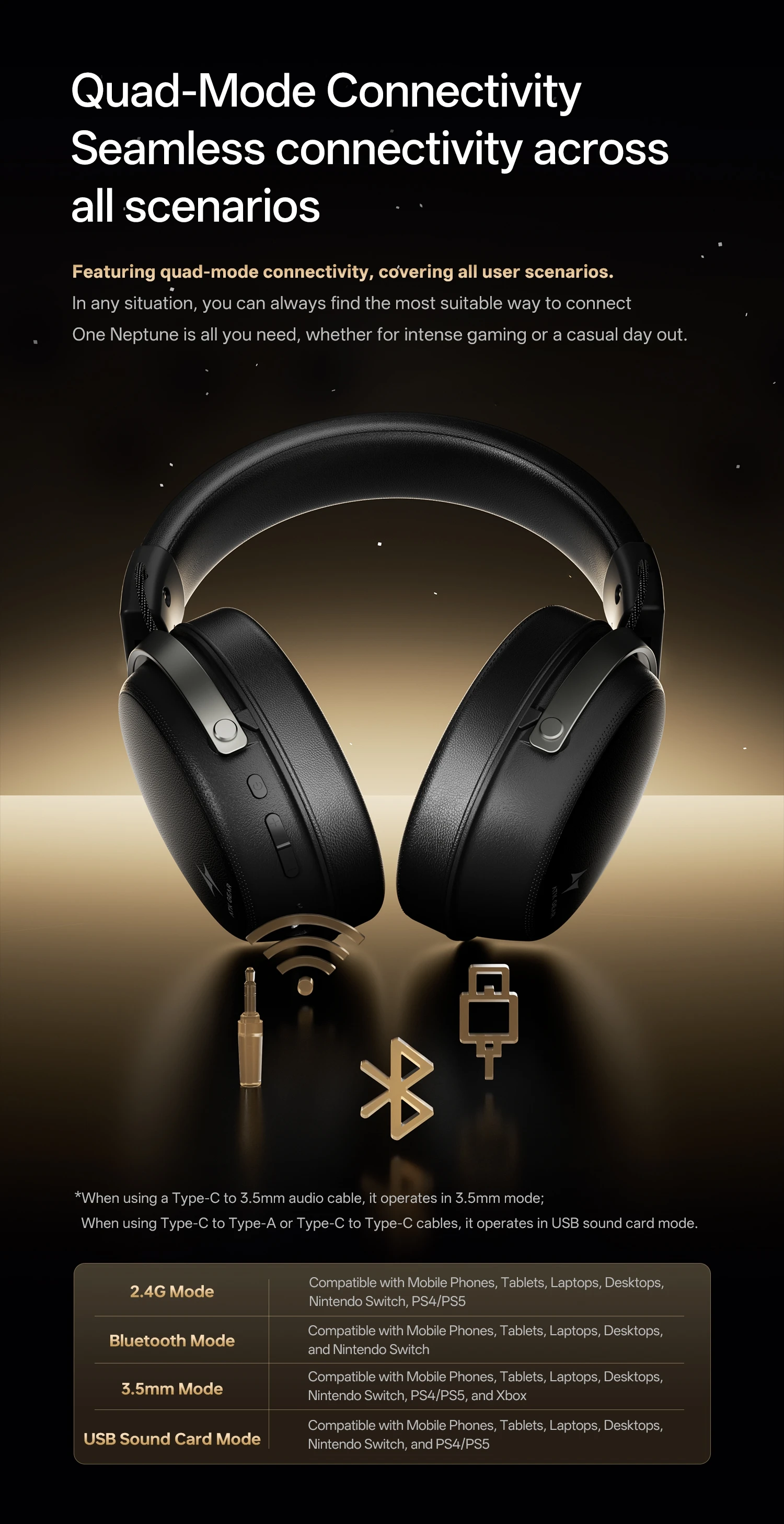 ATK N9 Pro/Ultra E-sports Headset with Mic Low latency Four Mode Wireless Gaming lightweight headphone noise reduction 2.4GHz