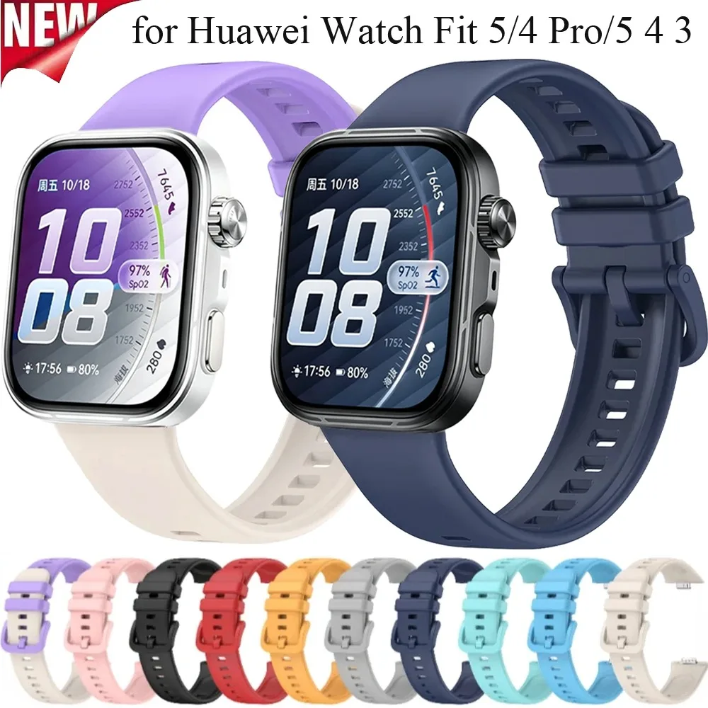 Offizielles Silikonarmband für Huawei Watch Fit 5/5 Pro/4 Pro, sportliches, bequemes Armband für Huawei Watch Fit 5/4/3, Armband