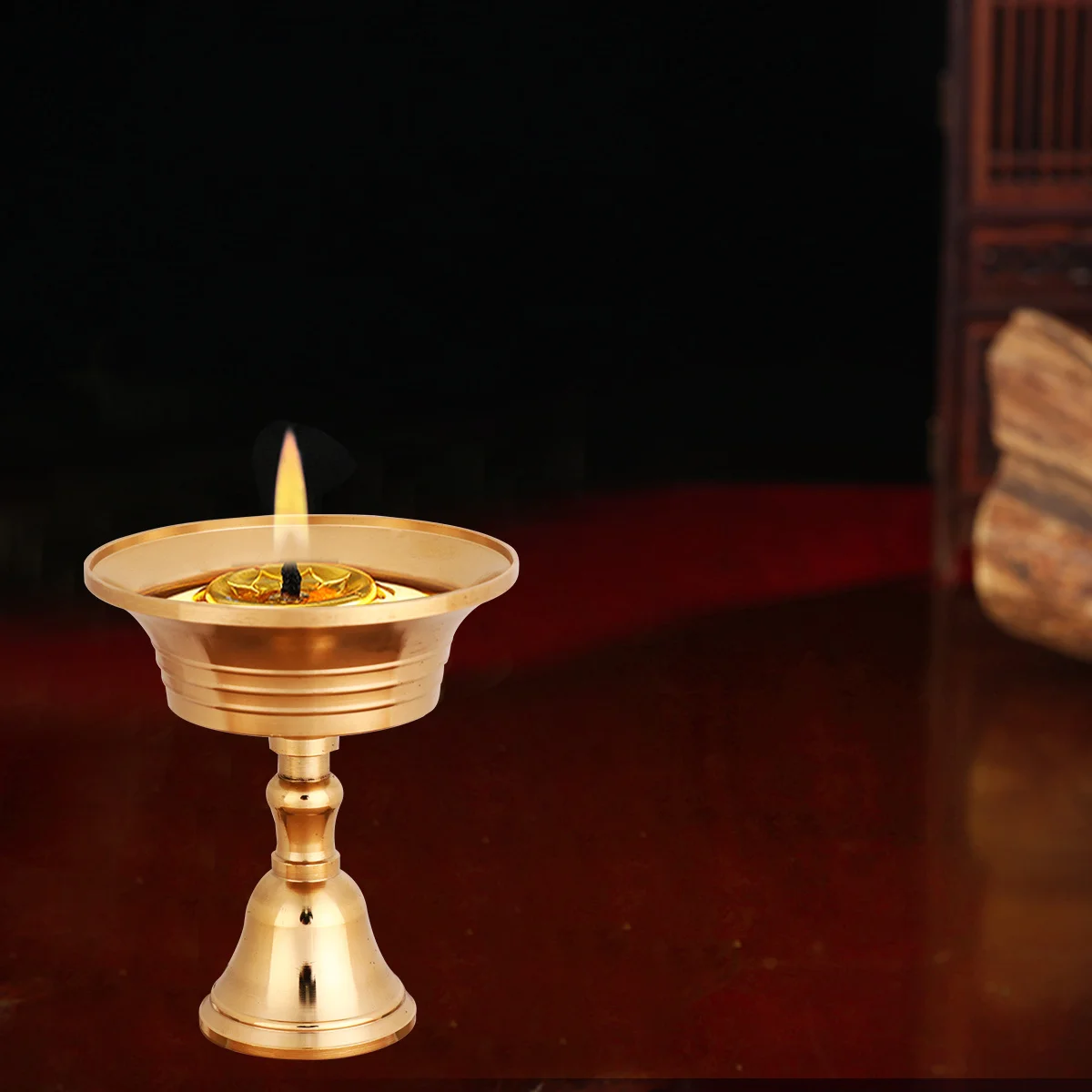 

1pc Brass Holder Stereoscopic Design Base For Temples Buddhist Supplies Candlestick Stand Home Decor