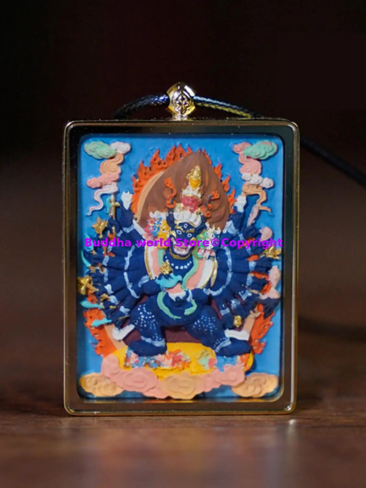 high grade Thangka talisman master Tangka amulet Exorcism Yamantaka Handmade wood carved color painted the Buddha figure