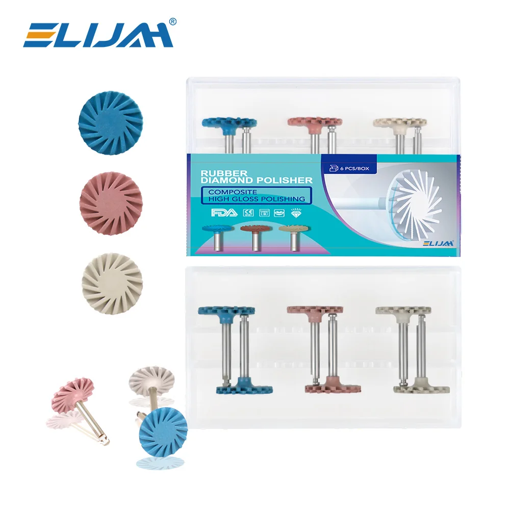 6 adet/kutu RA kaba ince orta Denspay diş kauçuk parlatıcı kompozit reçine parlatma diski 14mm tekerlek 3 renk Spiral Flex aracı