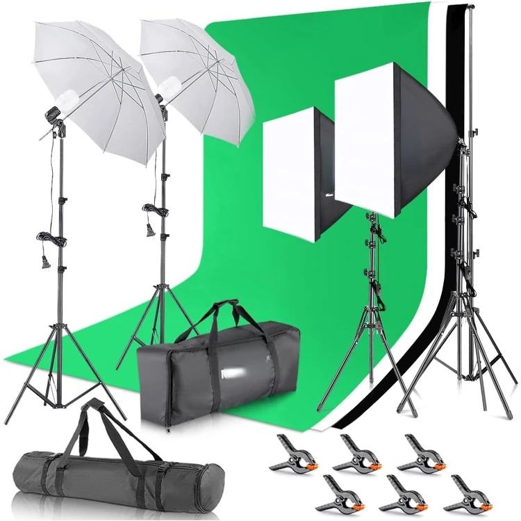 Photography Lighting kit with Backdrops, 8.5x10ft Backdrop Stands, UL Certified 5700K 800W Equivalent 24W LED Umbrella