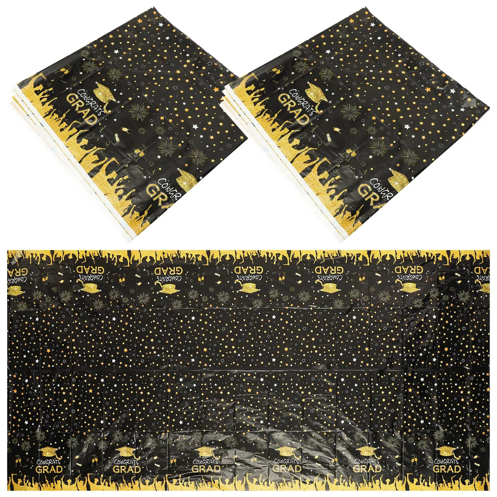

3 Pcs Graduation Tablecloth Party Navy Blue Tablecloths Decorations Cover Decorate