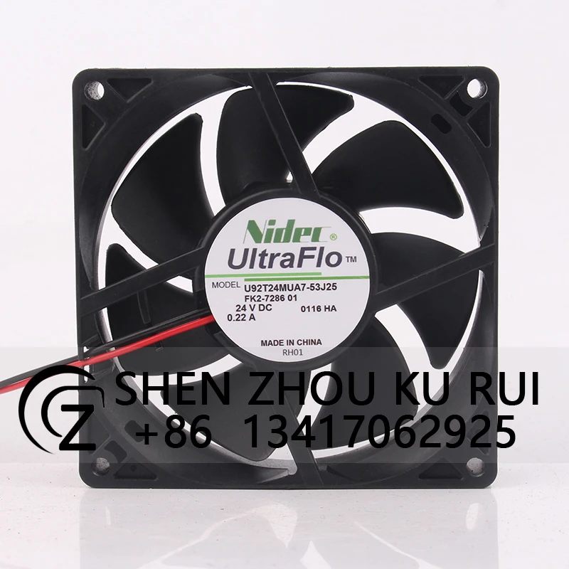 

U92T24MUA7-53J25 Case Cooling Fan for Nidec 12V 48V DC24V 0.14A EC AC 92X92X25MM 9CM 9225 3-wire Silent High Air Volume Inverter