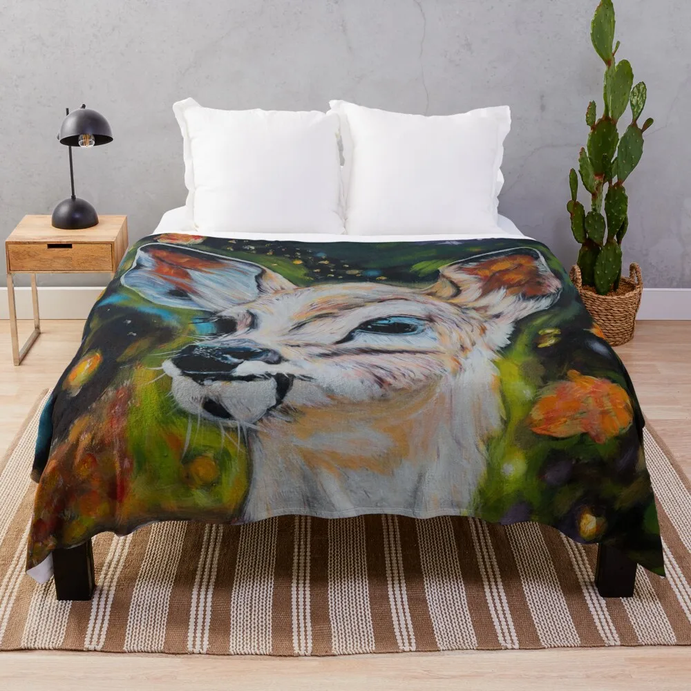 

Whimsical fawn amidst nature, illuminated by fireflies' glow Throw Blanket Extra Large Throw Giant Sofa Sofas Blankets