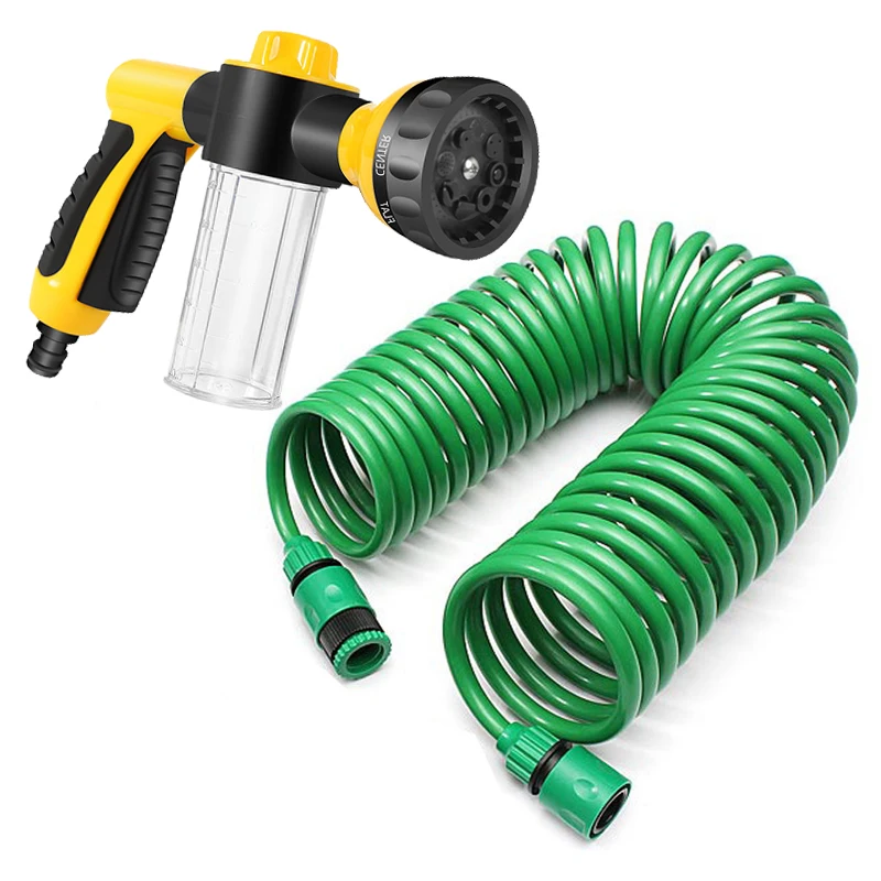 

30M EVA Garden Telescopic Spring Water Pipe Garden Hose Plastic 8-Function Car Wash Spray Gun Set for Home Use