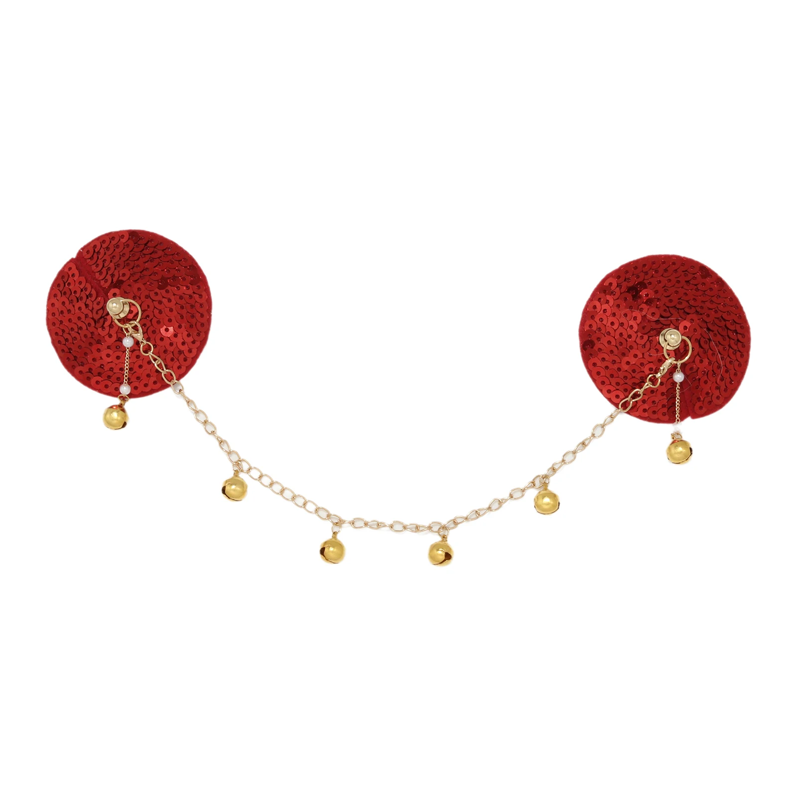 Adult Sequin Bell Chain Nipple Stickers Sparkly Sequin Breast Pasties Accessories for Intimate Moments view 4