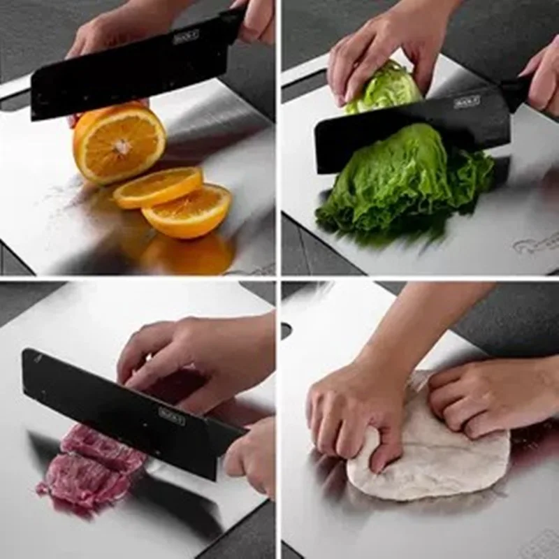 Cutting Boards for Kitchen 304Stainless Steel Thickened Board Double Sided Food Grade Portable Fruit Meat Chopping