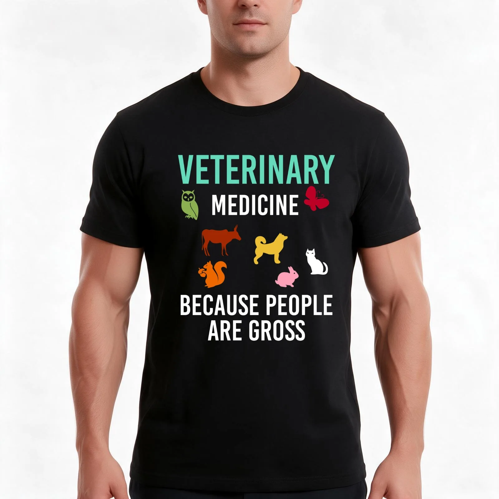 VETERINARY MEDICINE T-Shirt Summer Casual Cotton Tee Oversized Streetwear Tops Vintage Graphic Print Loose Fit Short Sleeve