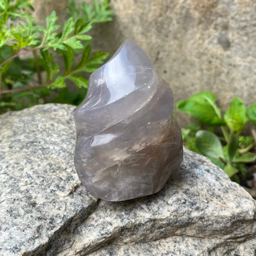 Blue Rose Quartz Crystal Sculpture Handcrafted Flame for Spiritual Healing Energy Home Decor Unique Gift