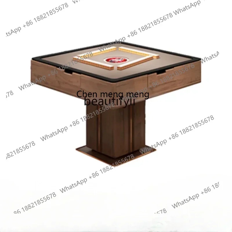 X A New Chinese Style Solid Wood Mahjong Table Automatic Black Walnut Electric Mahjong Machine Dining Table Dual-Use