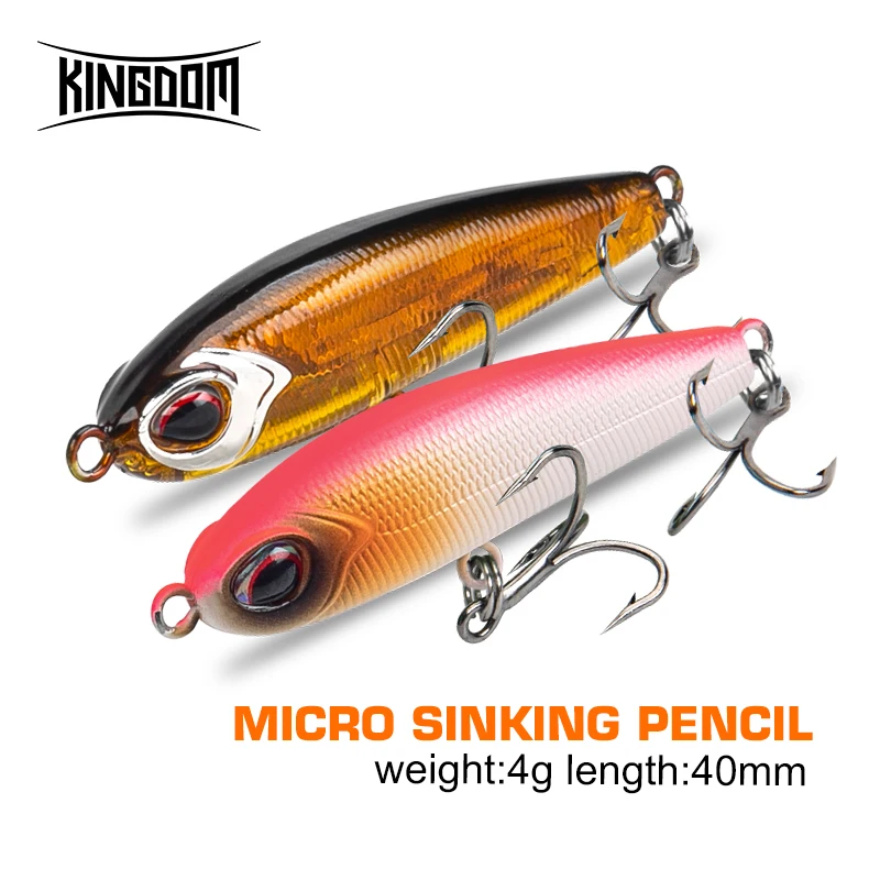 Kingdom Fishing Lures Mini Pencil Hard Baits Slow Sinking 40mm 4g Artificial Baits High Quality Wobblers Fishing Tackle