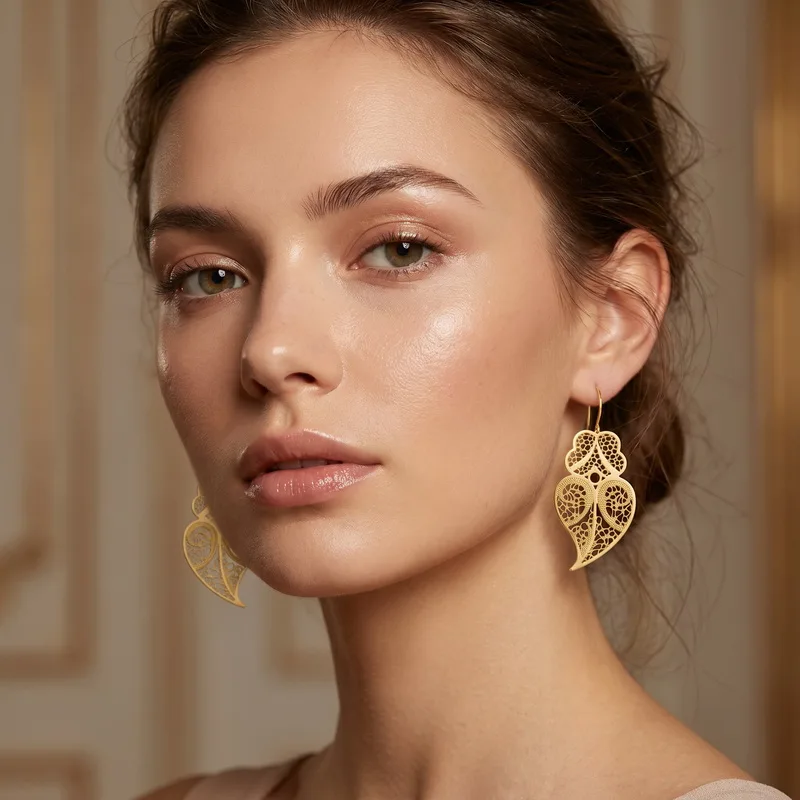Kalen Exotische Portugiesische Vintage Durchbrochene Ohrringe Vintage Ethnische Damen-Accessoires Modeschmuck Party Weihnachtsgeschenke – Detail 3