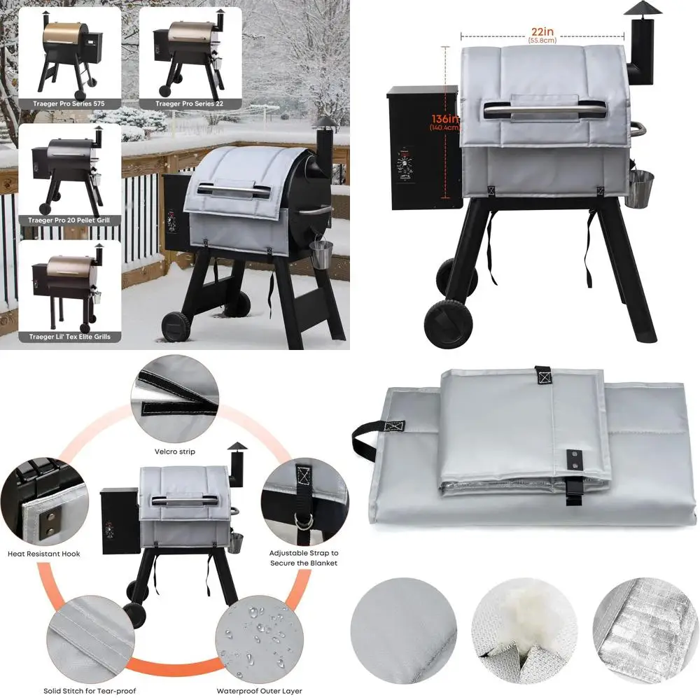 

Durable Winter Insulation Cover for Traeger Pro 575, Ironwood 650, 22 Series, Pro 20 & Lil' Tex Elite Grills