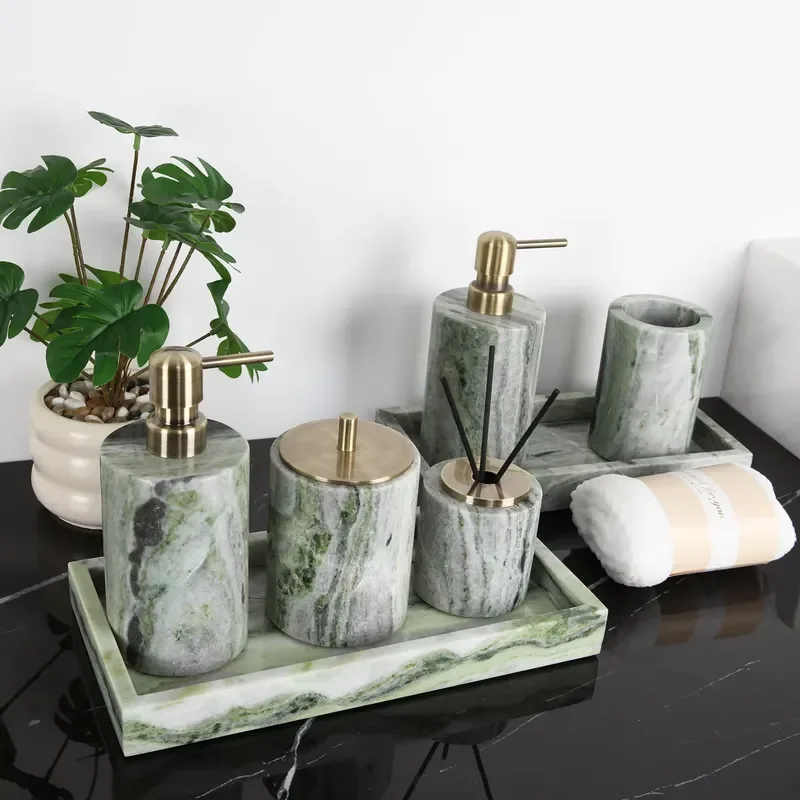 Marble Toiletries Set Ornament Night Light Modern Simple Design Ambient Light for Bathroom Hotel Use Includes Tissue Box