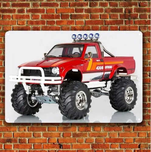 Metallposter RC-Auto Wanddeko Blechschild Plakette Tamiya Mountain Rider 4x4-Aluminium