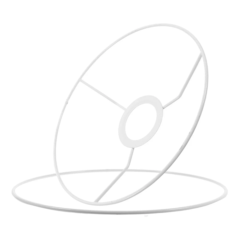 

1 Pair Round Lampshade Frame Ring Metal Diy Lamp Shade Holder E27 Socket Sturdy Iron Base Compact Design For Home Lighting Decor