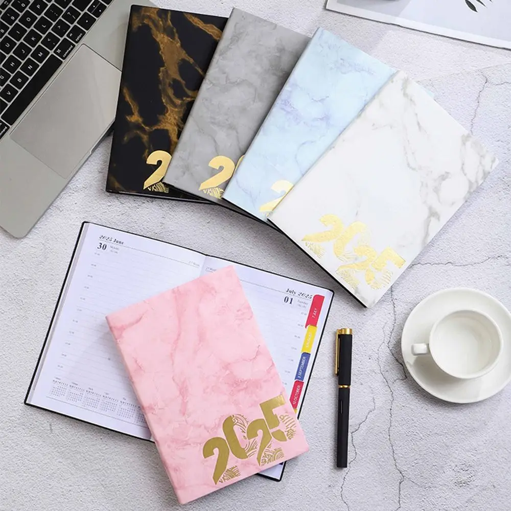 Wear-resistant 2025 Journal Notebooks Thick Paper Bookmark Leather Journal Flexible Cover Time Blocking Schedule Book Work