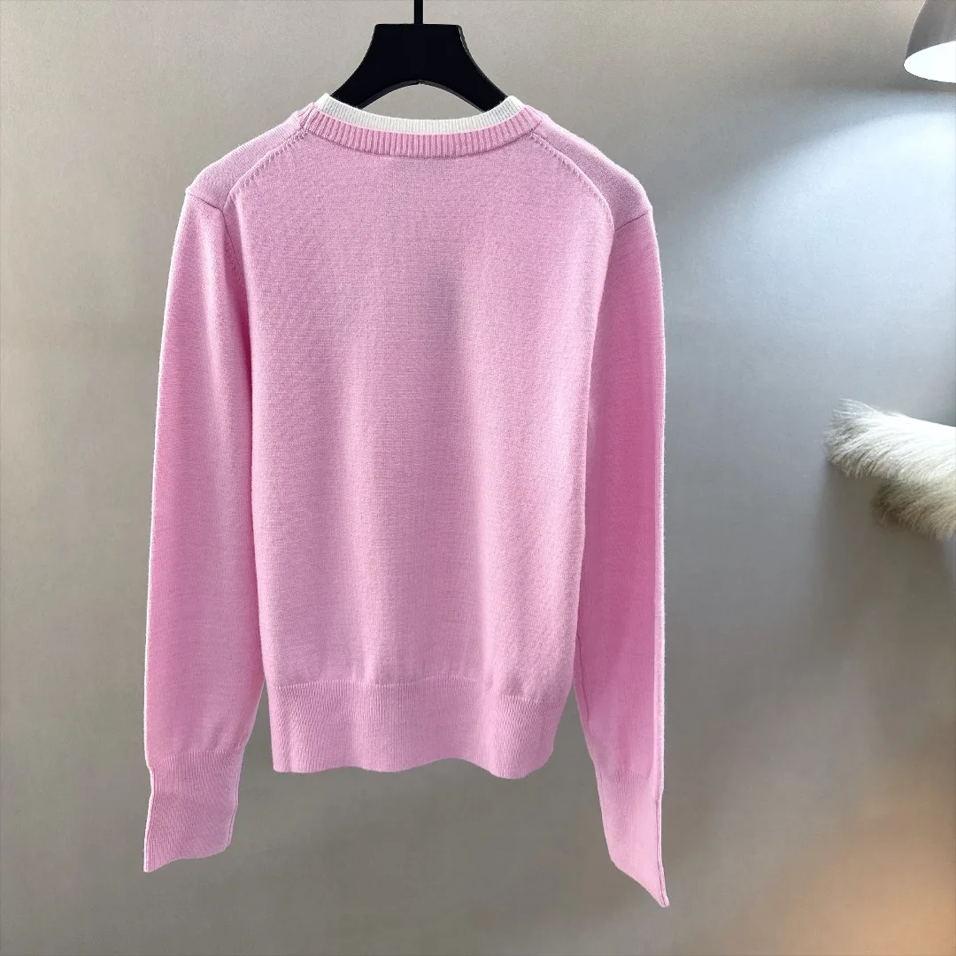 Women's Golf Knit Sweater 2026 Fall New Korean Style Long Sleeve Letter Print Warm Casual Sporty Breathable Soft Stretch Cozy