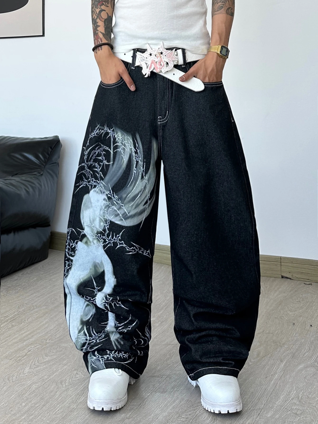 Men's High Street Dark Anime C - Men'S Fashion With Baggy Jeans ulasan dan harga