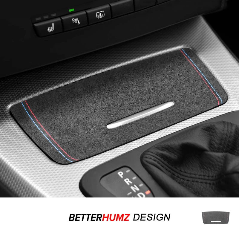 Für BMW E90 E92 E93 Hergestellt aus Alcantara/Kohlefaser Leder Mittelkonsole Aufbewahrungsbox Abdeckung Trim Aufkleber Auto Innenzubehör