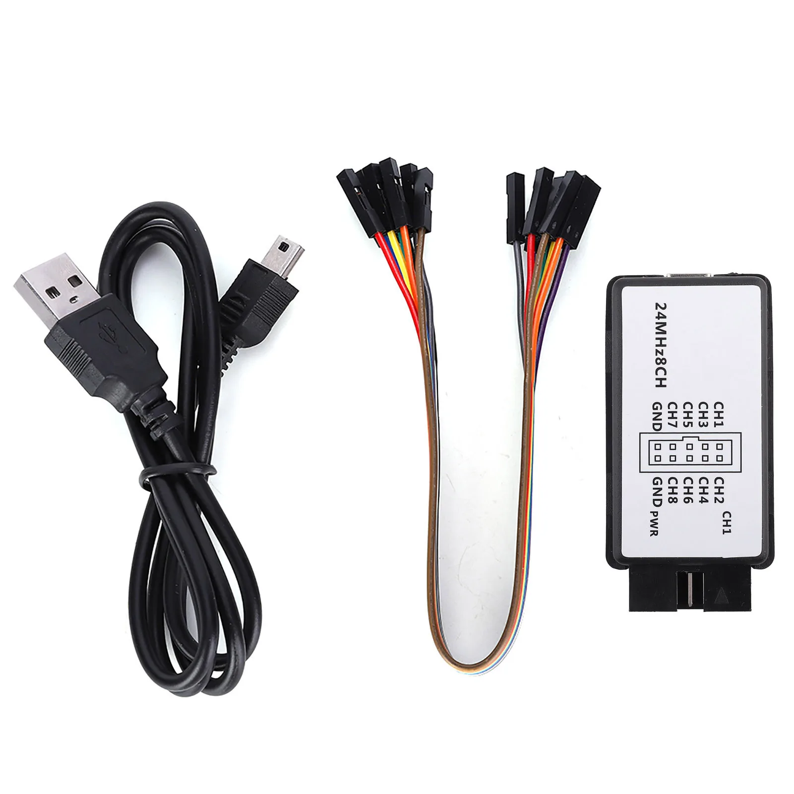 LA1002 Mini Draagbare Usb 5Mhz 24M 8 Channel Logic Analyzer Apparaat Set Met Kabels