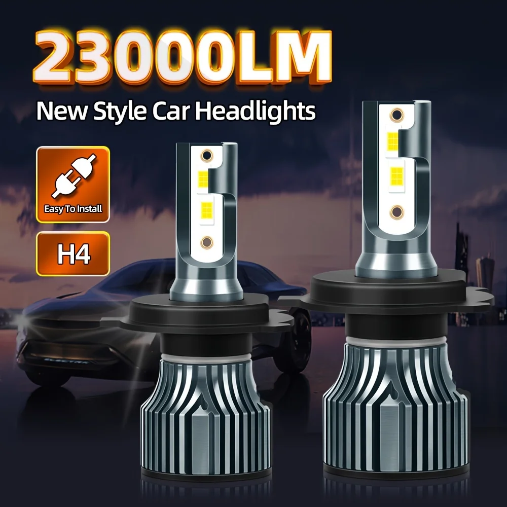 

roadsun 2pcs 9003 H4 LED Lights High Low Beam All-in-one, Perfect Beam Mode, 6500K Ultra-white, 23000LM Canbus Ready, Turbo Fan