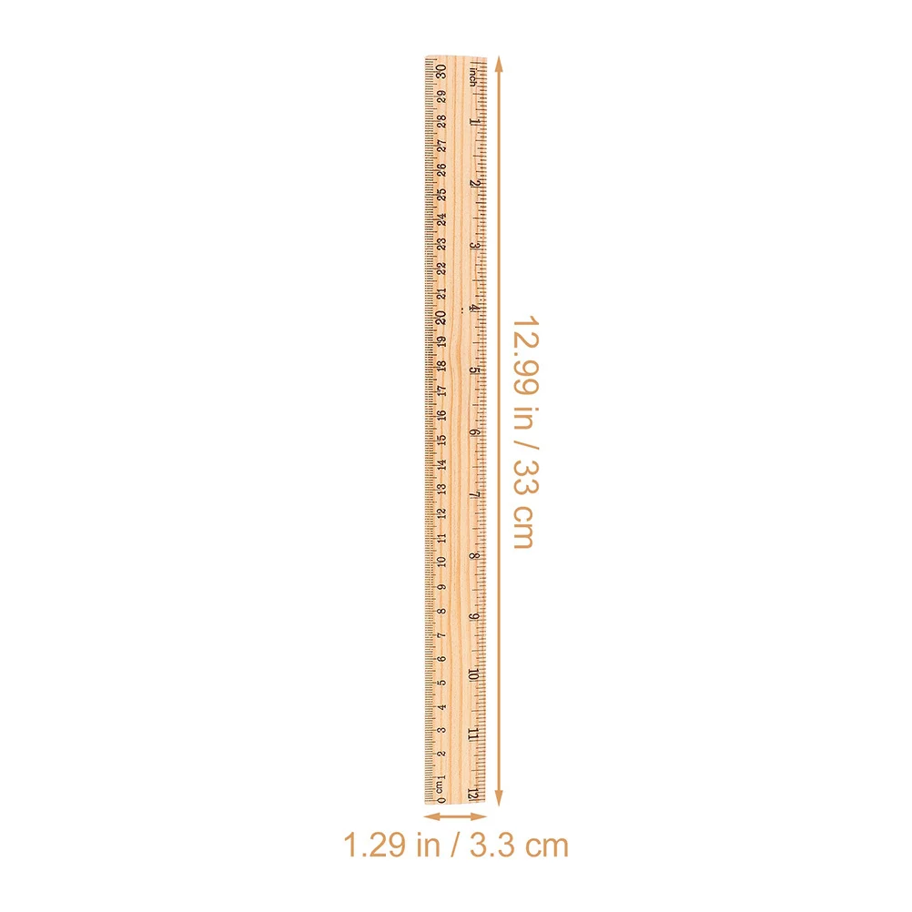 72pcs Wooden 12 Inches Double Scale Straight Measuring Ruler For School Students Classroom Supplies Drawing Metric Ruler