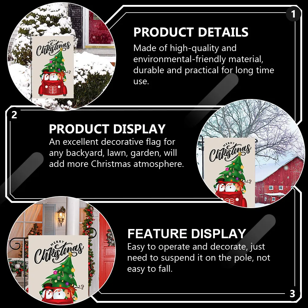 

2Pcs Christmas Flag Decorations Durable Polyester Banners for Backyard Lawn Party Printing Hanging Flag Festive Atmosphere