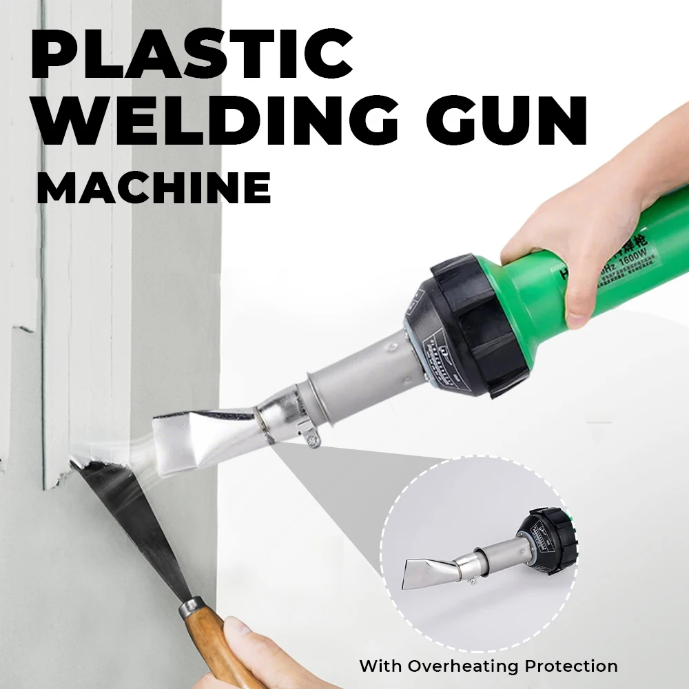 

AC220V 1600W Plastic Welding Gun Machine Electric Hot Air Gun Plastic Welding Torch + Heating Core + Flat Head Accessories