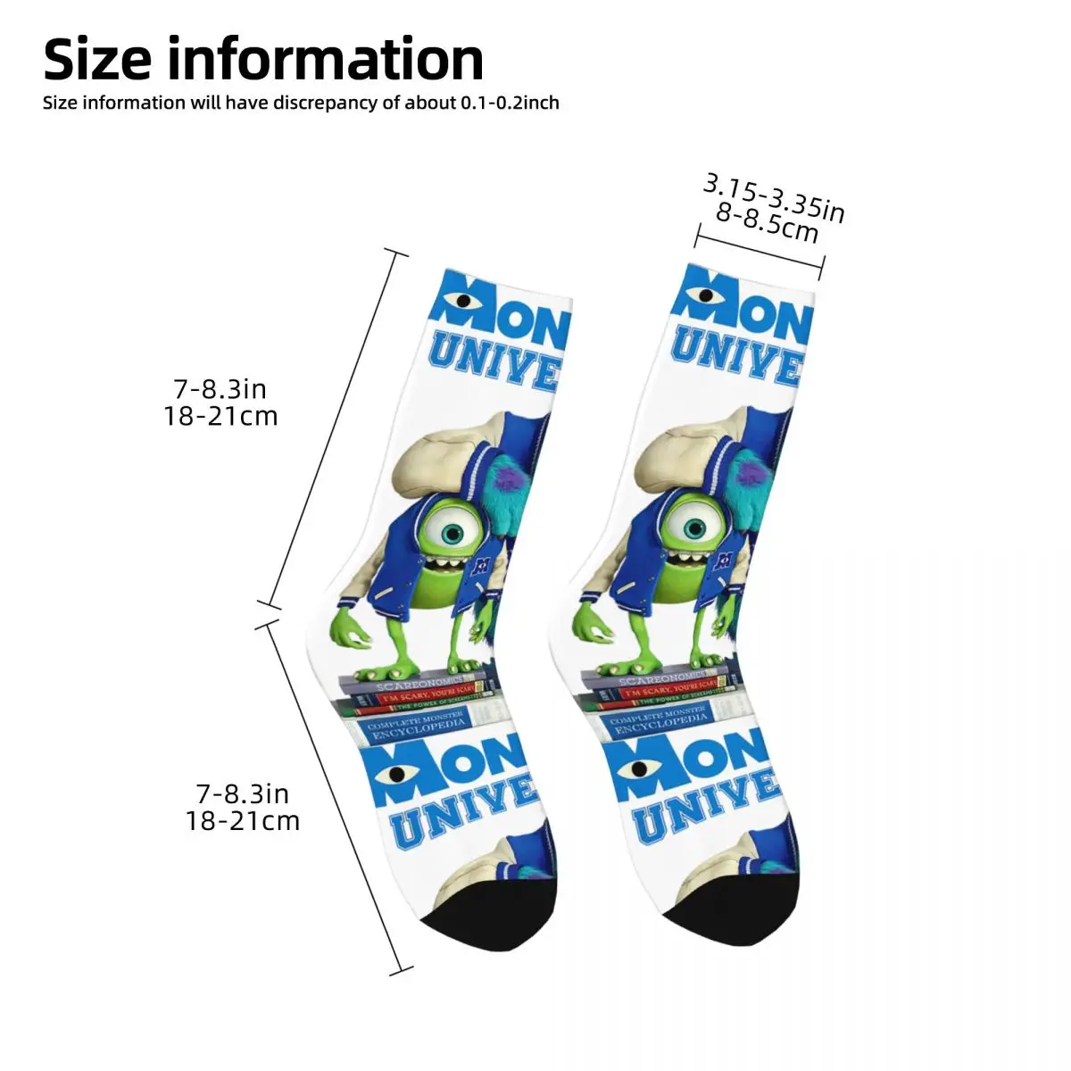 Funny Monsters University Mike And Sulley Skateboard Socks Polyester Middle Tube Socks for Women Men Sweat Absorbing