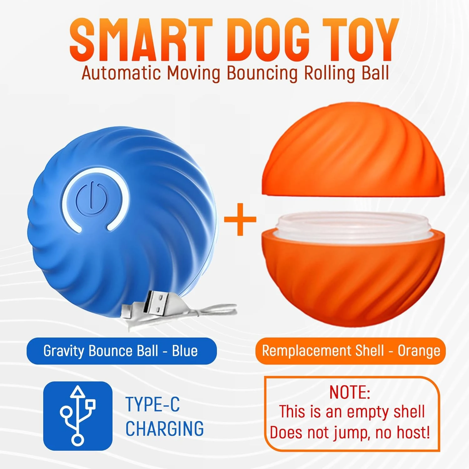 

Vibrant and Colorful Interactive Small Blue Dog Toy Ball for Non-stop Rolling Guaranteed with Orange Shell - Fun Exercise and En