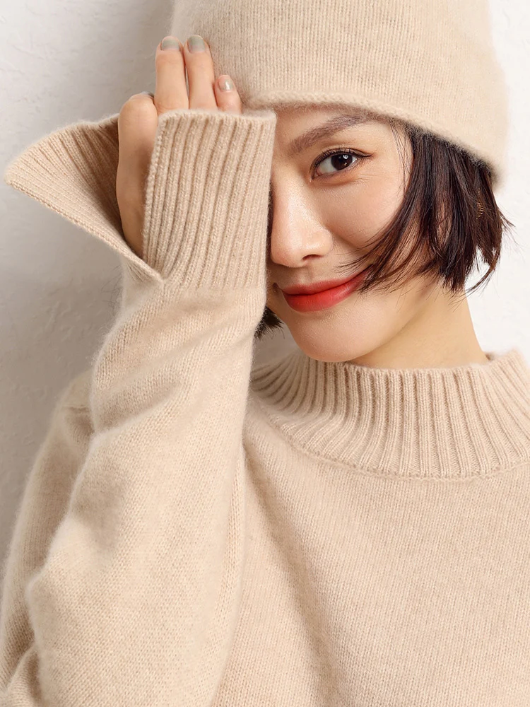 TLOML New Autumn Winter Women Chic 100% Cashmere Hat Warm Soft  Pullover Caps Casual Simple Style Cashmere High Quality Hat Tops