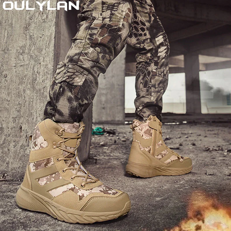 Climbing Men's Military Tactical Boots Outdoor Hiking Desert Boots Men Sports Shoes Waterproof Ankle Boots Mens Work Safety Boot