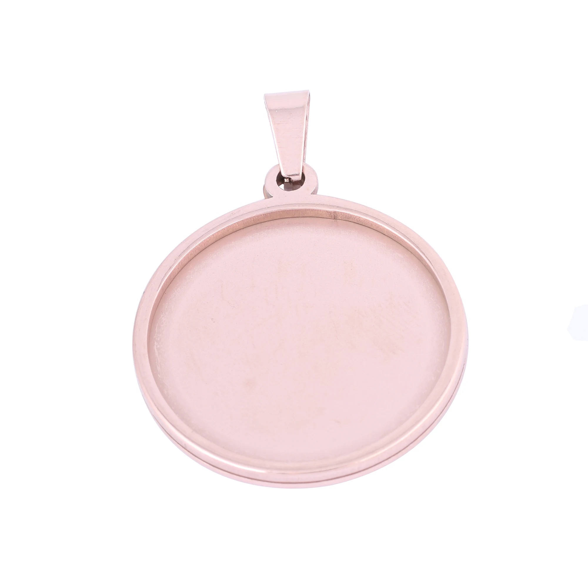 Onwear 5pcs Round Cabochon Base Settings 20mm 25mm 30mm Rose Gold Bezel Pendant Trays Diy Necklace Blanks For Jewelry Making