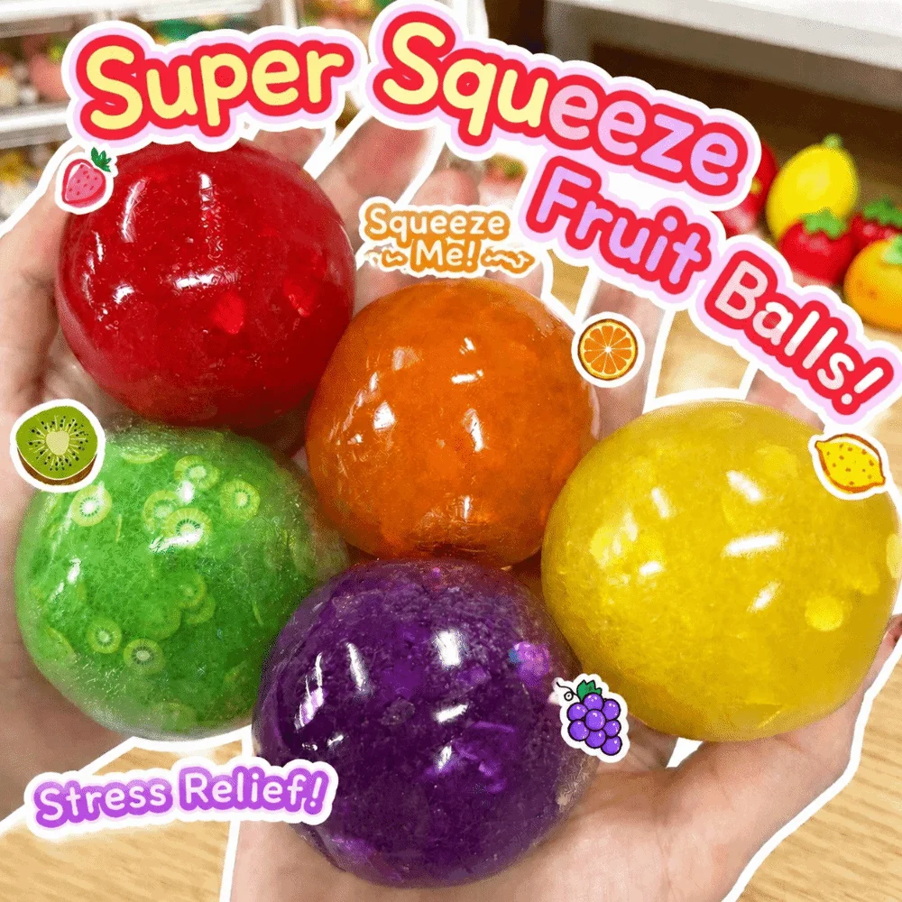 Fun Stress Relief Fruit Stress Balls Soft TPR Pinch Ball Decompression Random Sugar Smoothie Ball Adults