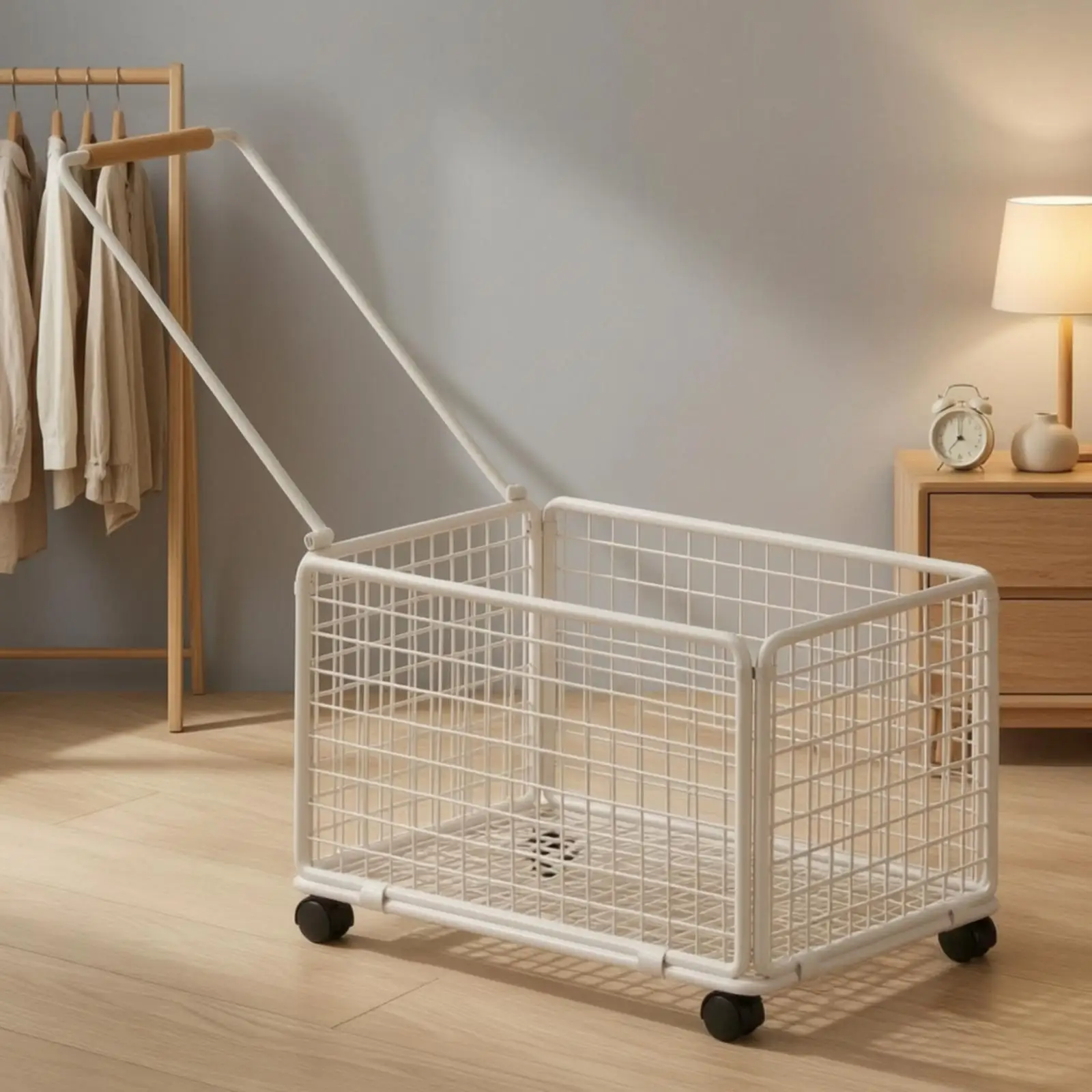 Breathable Rolling Laundry Basket with Swivel Casters Easy to Clean Ventilated