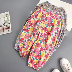 Summer Floral Children Kids Pants Girls Boys Breathable Beach Pant Anti-mosquito Trousers