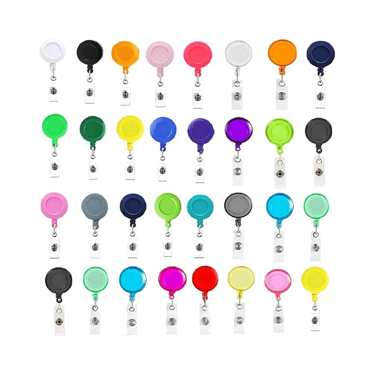 50 Pcs Retractable Badge Reel Clips Holder Mixed Solid Color Nurse Students Doctor ID Badge Holder for Hanging ID Card